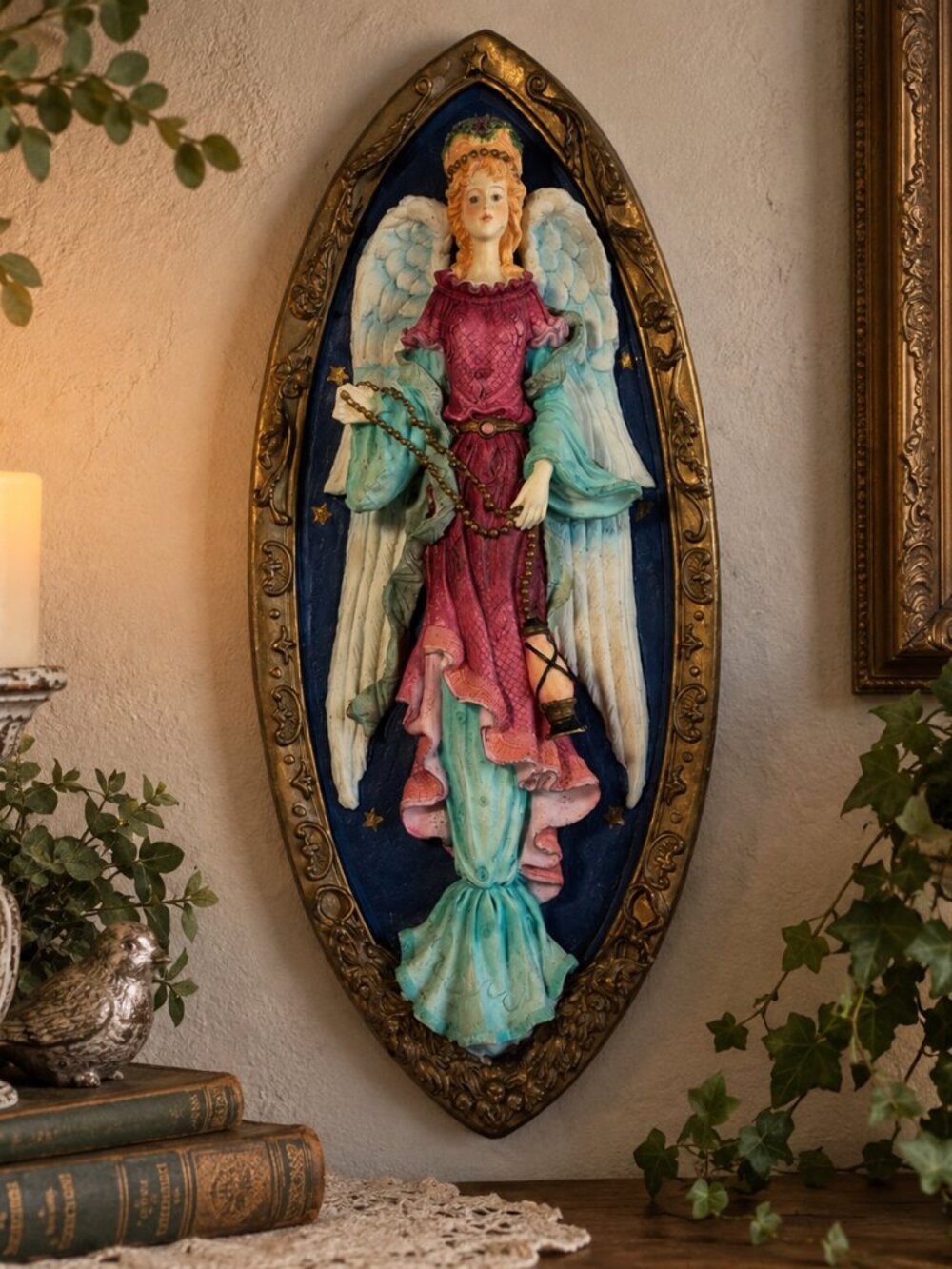 GANZ 3D Angel Wall Plaque 12" Vintage-Style Renaissance Angel